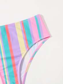 Colorful Stripe Bikini For Summer Beach - Multicolor - View 3