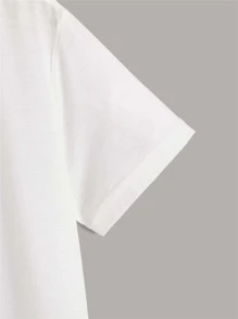 SHEIN 男孩標語圖案T恤 - 白色 - 查看 4