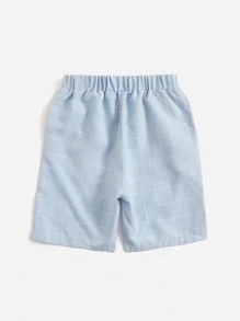 SHEIN Boys Grid Print Shorts - Baby Blue - View 2