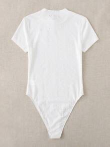 SHEIN EZwear 小高領網眼針織連身背心 - 白色 - 查看 2