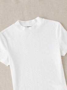 SHEIN EZwear 小高領網眼針織連身背心 - 白色 - 查看 5