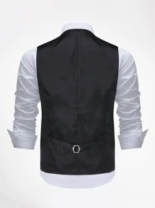 CLOUDSTYLE Men Paisley Print Vest Blazer Without Shirt - Black - View 2