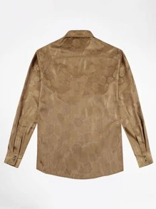 CLOUDSTYLE Men Jacquard Button Up Shirt - Khaki - View 4