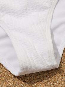 Tween Girl 结饰荷叶边下摆比基尼套装 夏日海滩 - 白色 - 查看 3