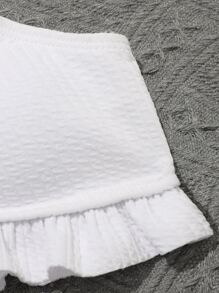 Tween Girl 结饰荷叶边下摆比基尼套装 夏日海滩 - 白色 - 查看 4