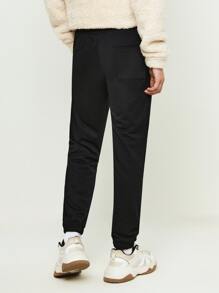 Manfinity 1pc Letter Graphic Drawstring Waist Sweatpants - Black - View 2