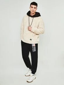 Manfinity 1pc Letter Graphic Drawstring Waist Sweatpants - Black - View 3