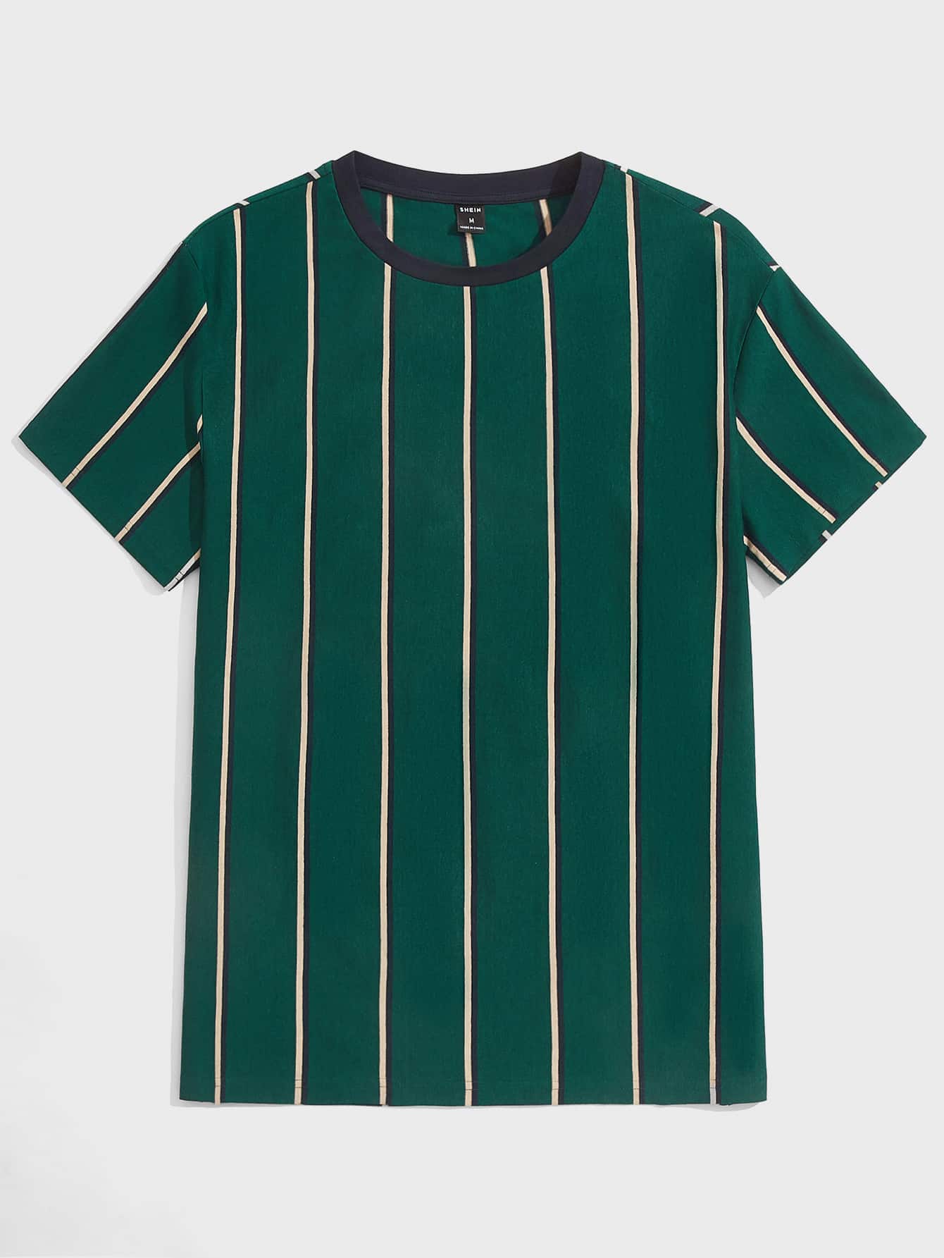 Manfinity RebelGame Randig Preppy Herr T-Shirt & Linne - Mörk Grön - Visa 1