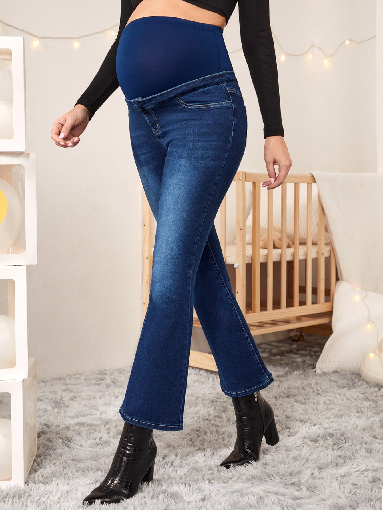 Maternity High Waist Flare Leg Jeans 