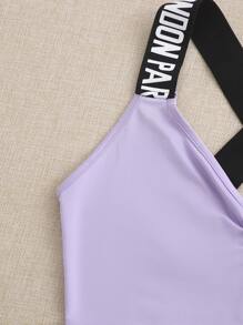 Mulvari Crisscross Ruched Top & Contrast Sideseam Trousers Set - Lilac Purple - View 3