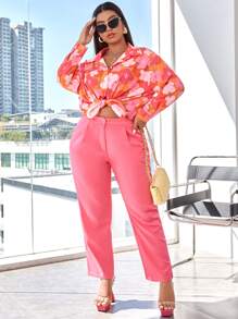 SHEIN Unity Camisa con estampado floral con botón delantero - Multicolor - Ver 3