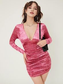 SHEIN Leopard Print Ruched Dress