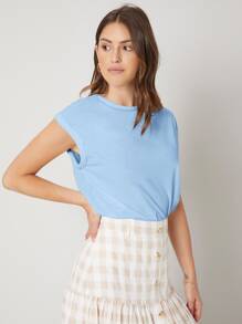 MOTF PREMIUM Camiseta de modal de manga murciélago - Celeste - Ver 10