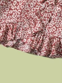 SHEIN Bộ hai mảnh Gái Thắt nút Viên lá sen Báo Lá thư Ăn mặc đẹp - Nhiều màu - Xem 4