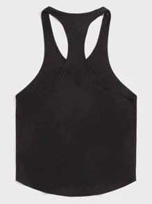 GENTILAND 男士落肩袖字母圖案背心 - 黑色 - 查看 2