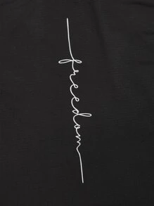 GENTILAND 男士落肩袖字母圖案背心 - 黑色 - 查看 3