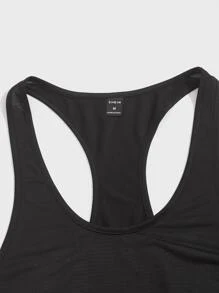 GENTILAND 男士落肩袖字母圖案背心 - 黑色 - 查看 4