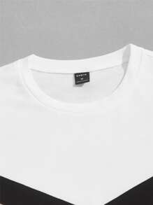 GENTILAND 男士條紋圖案T恤和抽繩短褲套裝 - 白色 - 查看 5