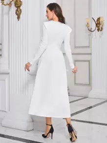 Modelyn Rhinestone Detail A-Line Dress Long Evening Dresses - White - View 3