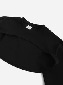 SHEIN Conjunto De Super Crop Pullover Y Pantalones De Chándal Para Niñas Preadolescentes Con Tanque - Negro - Ver 3
