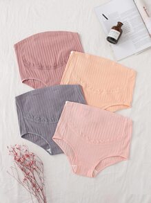 SHEIN 4入組孕婦對比花邊三角褲，適用於孕媽媽 - 彩色 - 查看 1