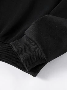 SHEIN EZwear Letter Graphic Thermal Pullover - Black - View 5