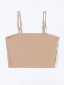 SHEIN Unity Crop Slim Cami Top - Khaki - View 3