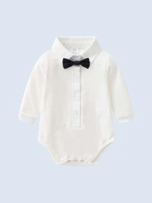 Baby Boy Bow Front Bodysuit & Blazer Waistcoat & Suspender Pants & Hat