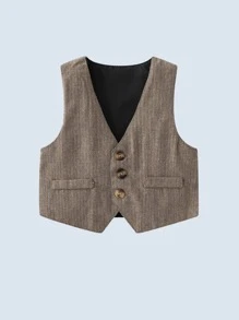Baby Boy Bow Front Bodysuit & Blazer Waistcoat & Suspender Pants & Hat