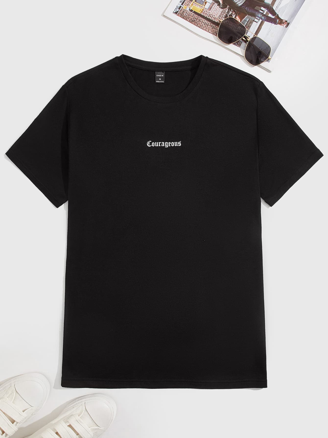 Manfinity VCAY Men Drop Shoulder Letter Pattern Tee - Black - View 1