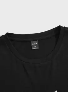 Manfinity VCAY Men Drop Shoulder Letter Pattern Tee - Black - View 5