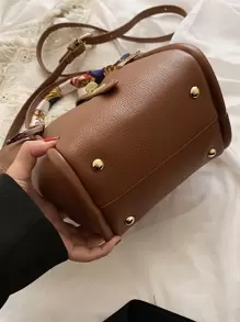 CONTAINEVERY Bolso decorado con lazo, diseño de dinero antiguo, elegante y ligero, bolso con asa superior y cierre giratorio, ideal para adolescentes, mujeres universitarias, principiantes y oficinistas. Adecuado para ir a la oficina, el trabajo y para ocasiones especiales. Bolso de mujer elegante y casual para la oficina y el trabajo.
