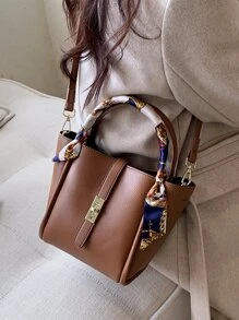 CONTAINEVERY Bolso decorado con lazo, diseño de dinero antiguo, elegante y ligero, bolso con asa superior y cierre giratorio, ideal para adolescentes, mujeres universitarias, principiantes y oficinistas. Adecuado para ir a la oficina, el trabajo y para ocasiones especiales. Bolso de mujer elegante y casual para la oficina y el trabajo.