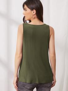SHEIN Maternity Lift Up Nursing Tank Top - Army Green - View 3