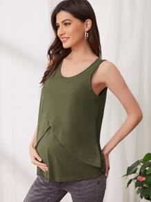 SHEIN Maternity Lift Up Nursing Tank Top - Army Green - View 5