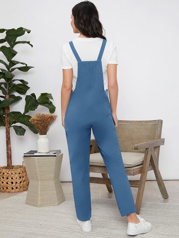 SHEIN Maternity Solid Overalls Jumpsuit Without Tee SHEIN UK