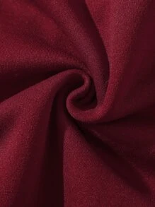 SHEIN EZwear 素色抽繩拉鏈開襟短款保暖連帽衫 - 酒紅色 - 查看 4