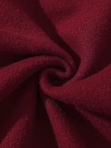 SHEIN EZwear 素色抽繩拉鏈開襟短款保暖連帽衫 - 酒紅色 - 查看 7