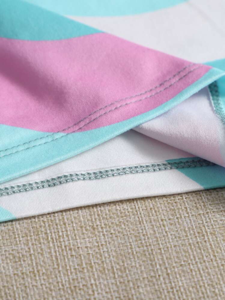 SHEIN EZwear Top corto con estampado de dibujo de cuello asimétrico - Multicolor - Añade 5