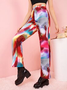 SHEIN Unity Pantalones rectos con estampado de talle alto - Multicolor - Ver 3