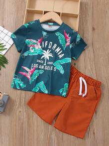 Toddler Boys Tropical Print Tee & Shorts - Multicolor - View 1