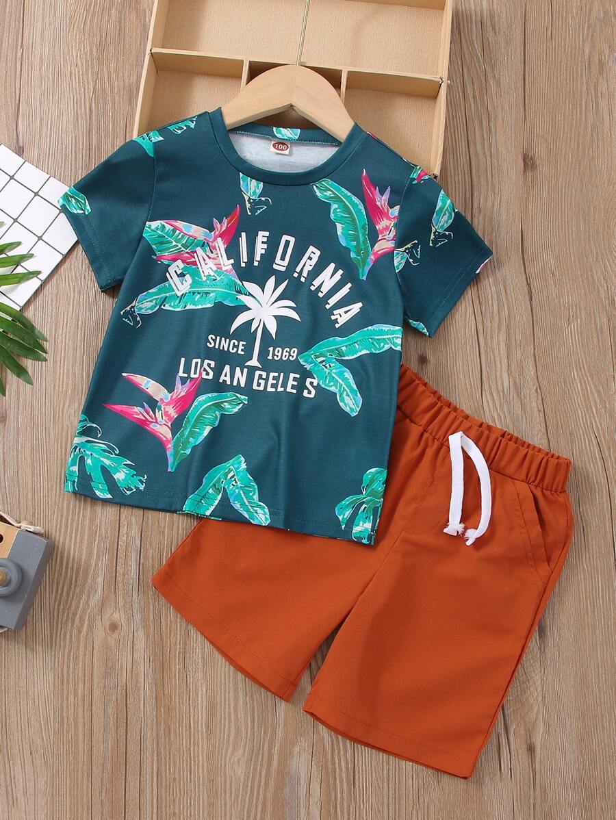 Toddler Boys Tropical Print Tee & Shorts - Multicolor - View 1