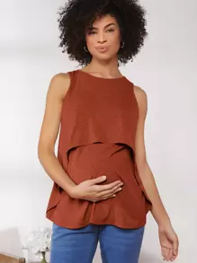 SHEIN Maternidad top tank unicolor - Óxido marrón - Ver 1
