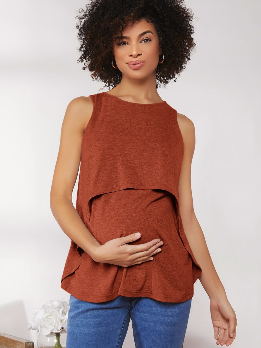SHEIN Maternidad top tank unicolor - Óxido marrón - Ver 1
