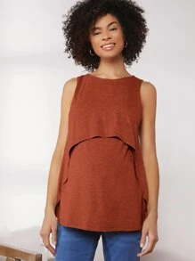 SHEIN Maternidad top tank unicolor - Óxido marrón - Ver 4