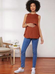 SHEIN Maternidad top tank unicolor - Óxido marrón - Ver 5