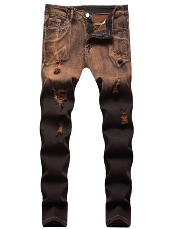 Männer Jeans mit Riss, Farbblock