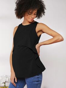 SHEIN Maternity Solid Tank Top - Black - View 1