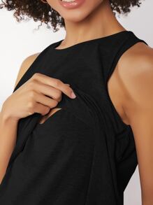 SHEIN Maternity Solid Tank Top - Black - View 3