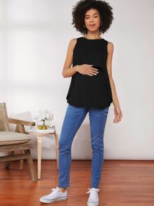 SHEIN Maternity Solid Tank Top - Black - View 4